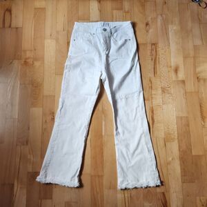 Mud Pie White Fringe Jeans, Medium